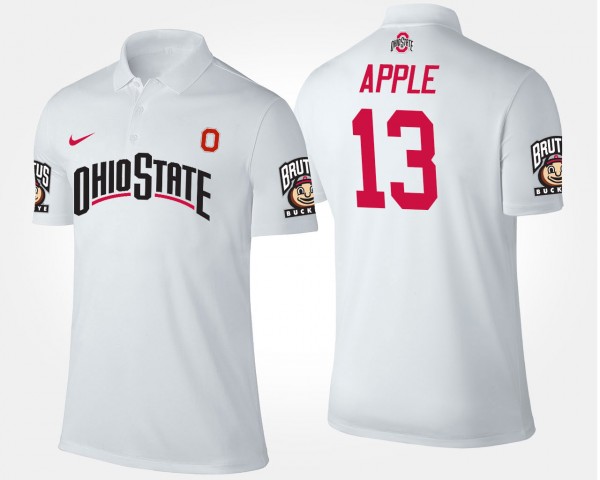 Ohio State Buckeyes Eli Apple Men's #13 White College Football Polo 2404RQHZ8